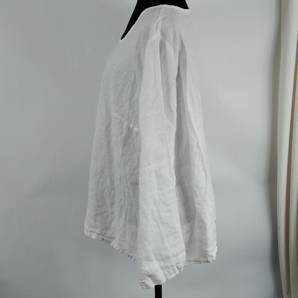 Flax White Linen Long Sleeve Top - Picture 6 of 8